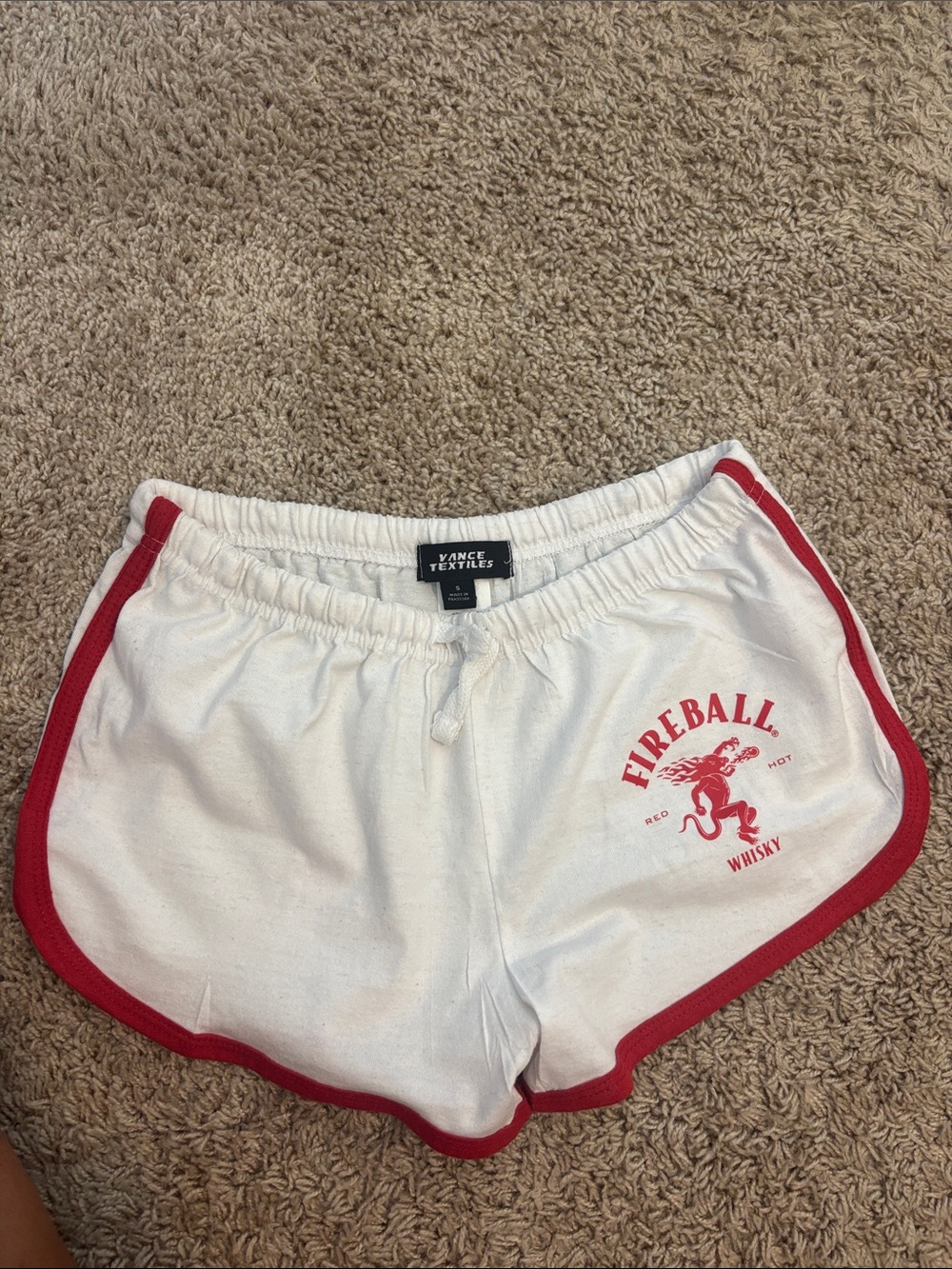 Fireball Logo White & Red Athletic Women's Shorts